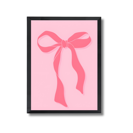 Pink Bow On Pink Background Girly Poster #524