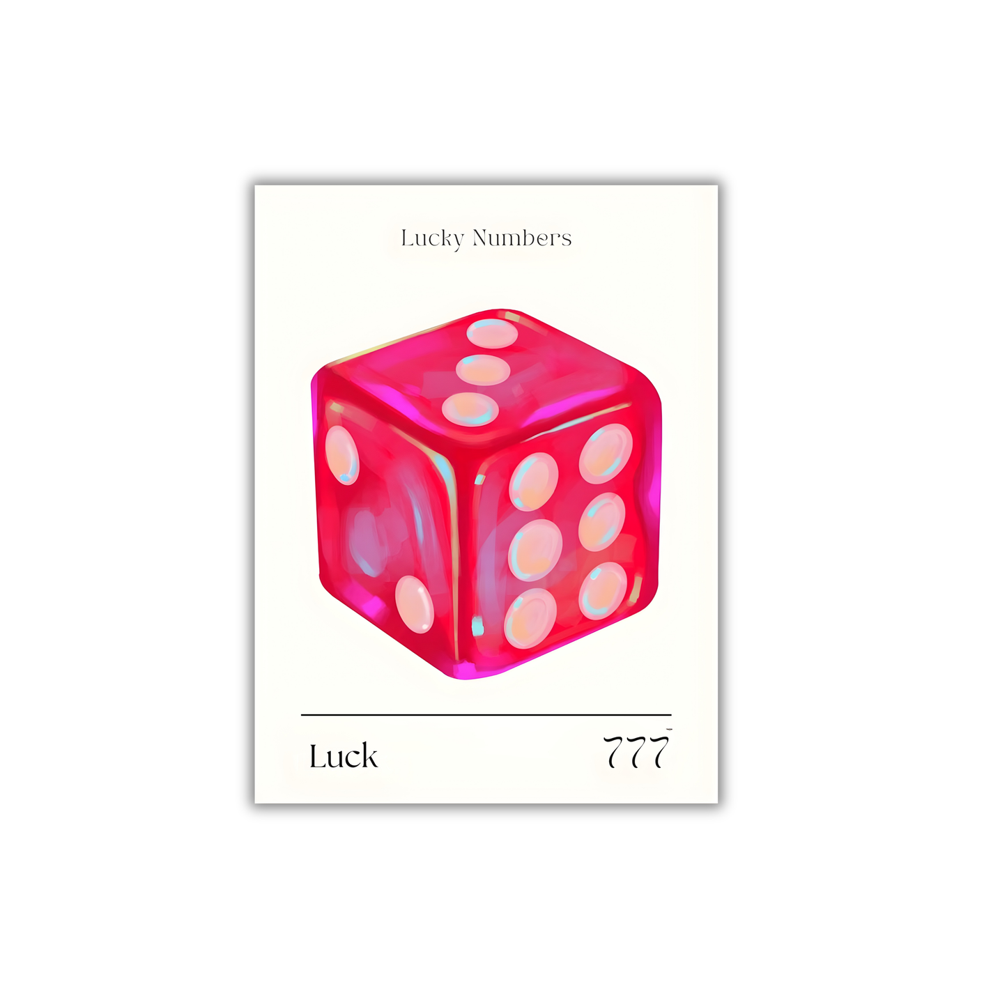 Pink Dice Retro Luck Angel Numbers 777 Girly Poster #534
