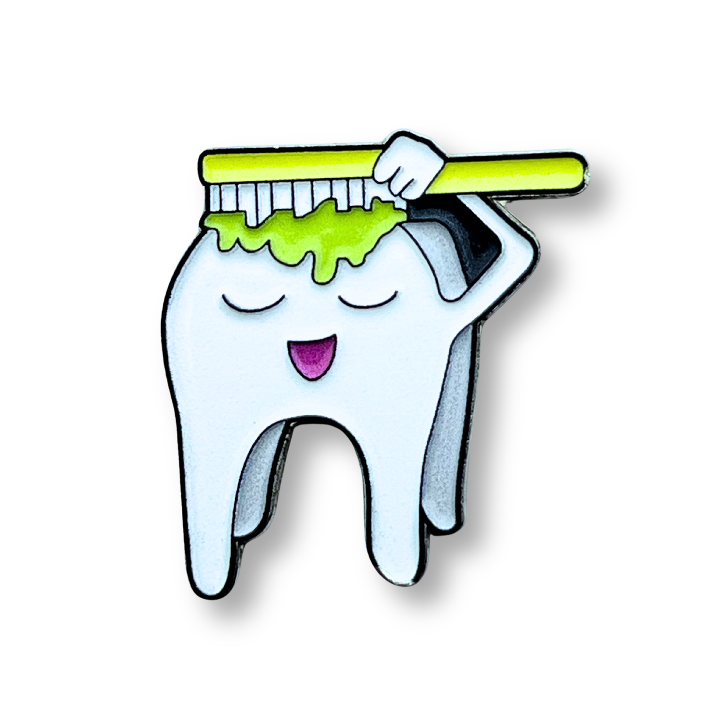 Brushing Tooth Metal Phone Sticker With 3M Sticky Backing