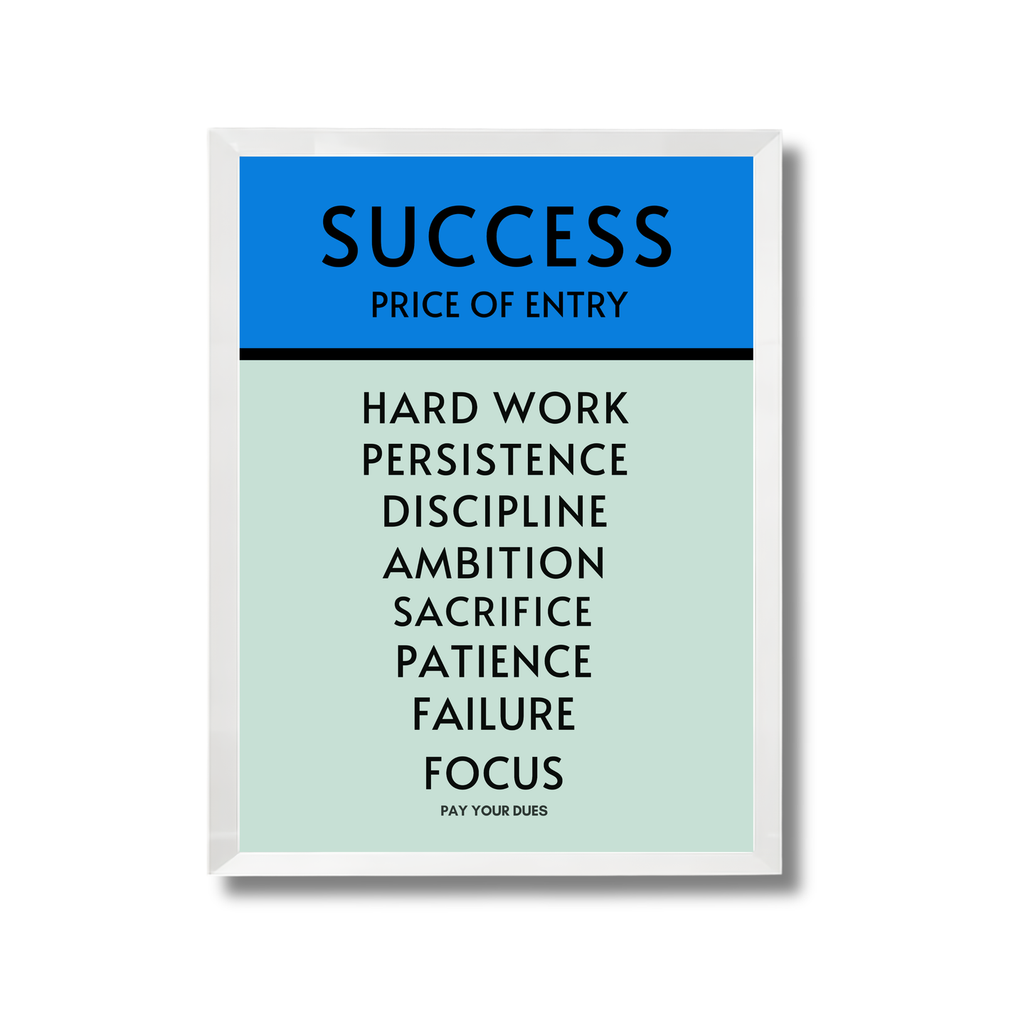 SUCCESS PRICE OF ENTRY Motivational Poster #605