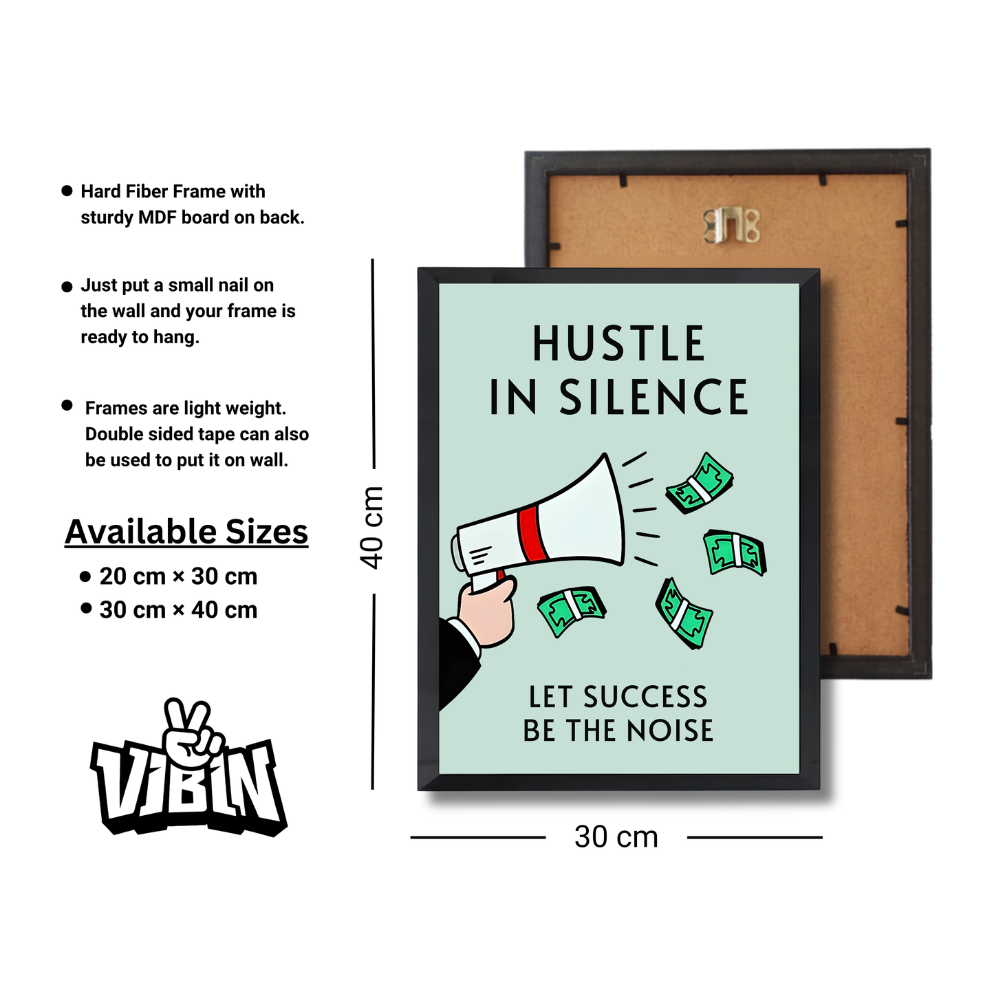 HUSTLE IN SILENCE, LET SUCCESS BE THE NOISE Motivational Poster #607