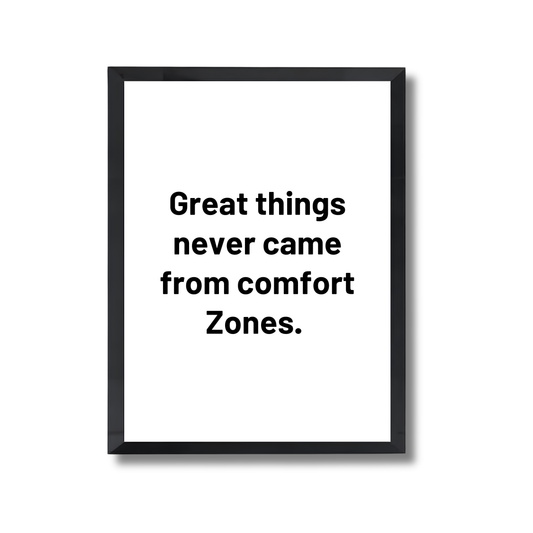 Great things never came from comfort Zones.  Motivational Poster #627