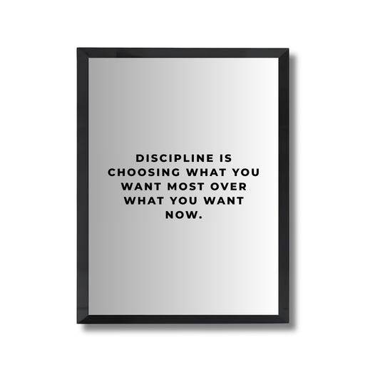 Discipline is choosing what you want most over what you want now. Motivational Poster #691